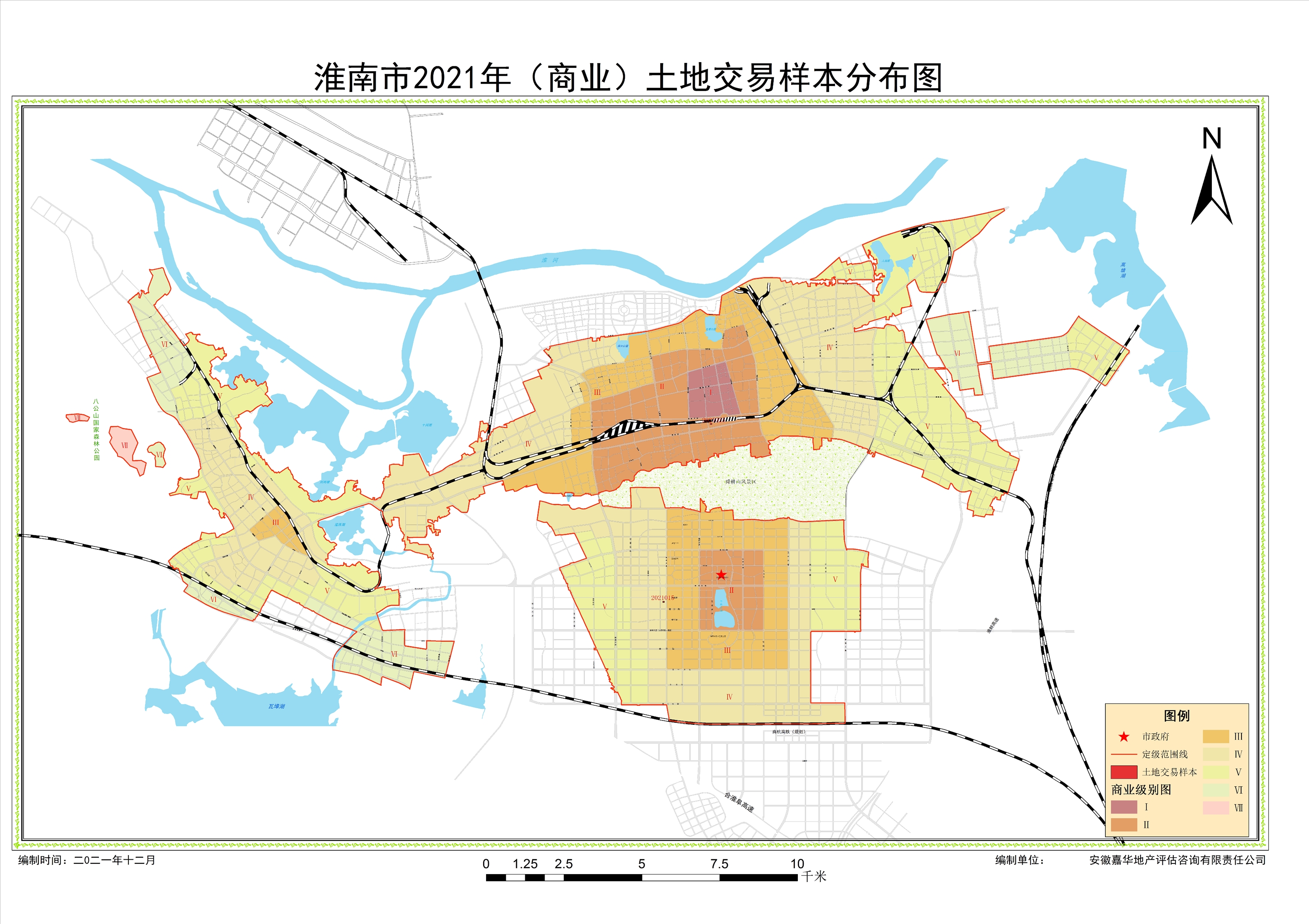 淮南市2021年土地交易樣本分布圖